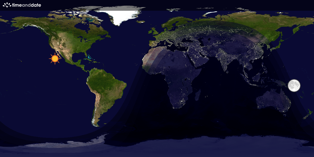 Verdenskart som viser dag og natt 