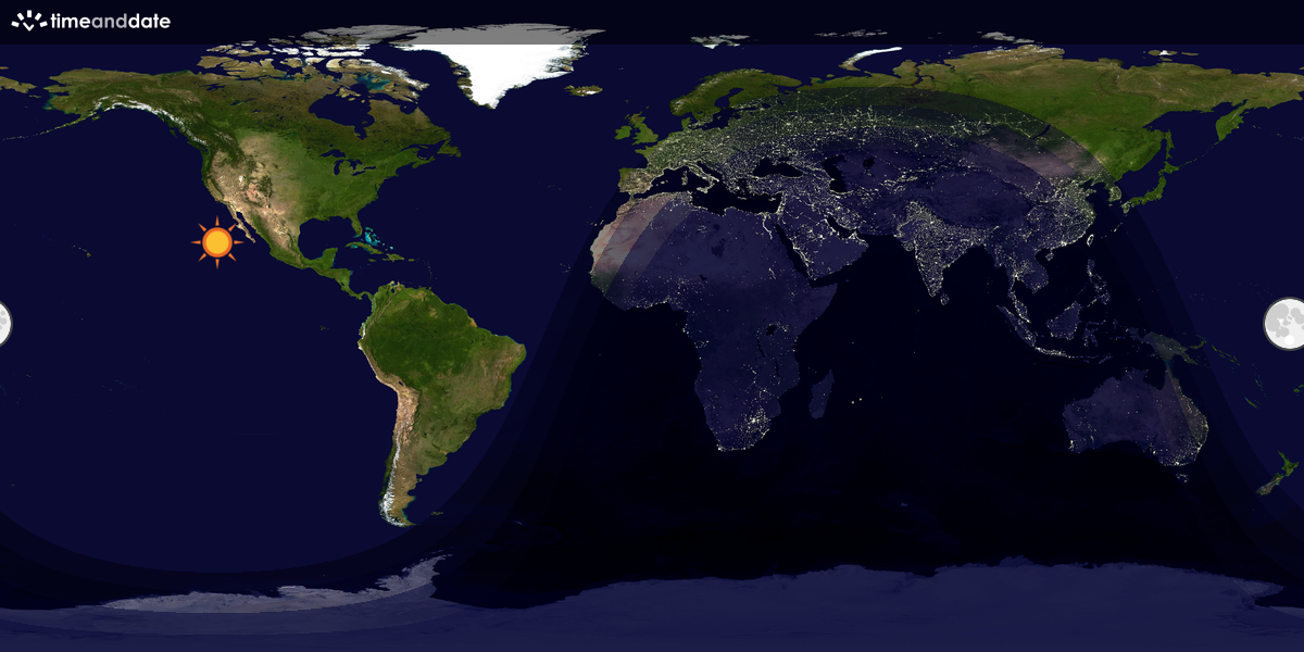 Verdenskart som viser dag og natt 