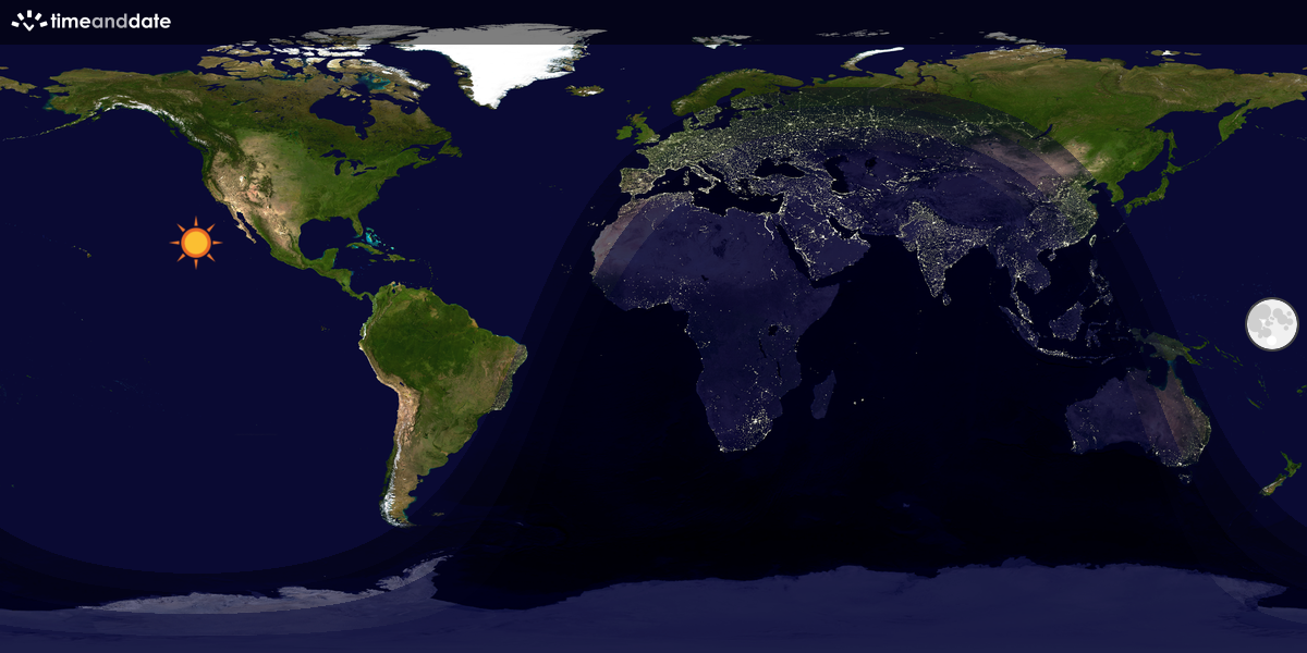 Verdenskart som viser dag og natt 