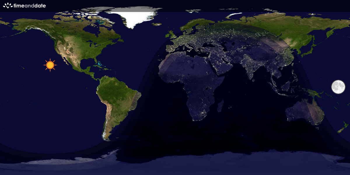 Verdenskart som viser dag og natt 