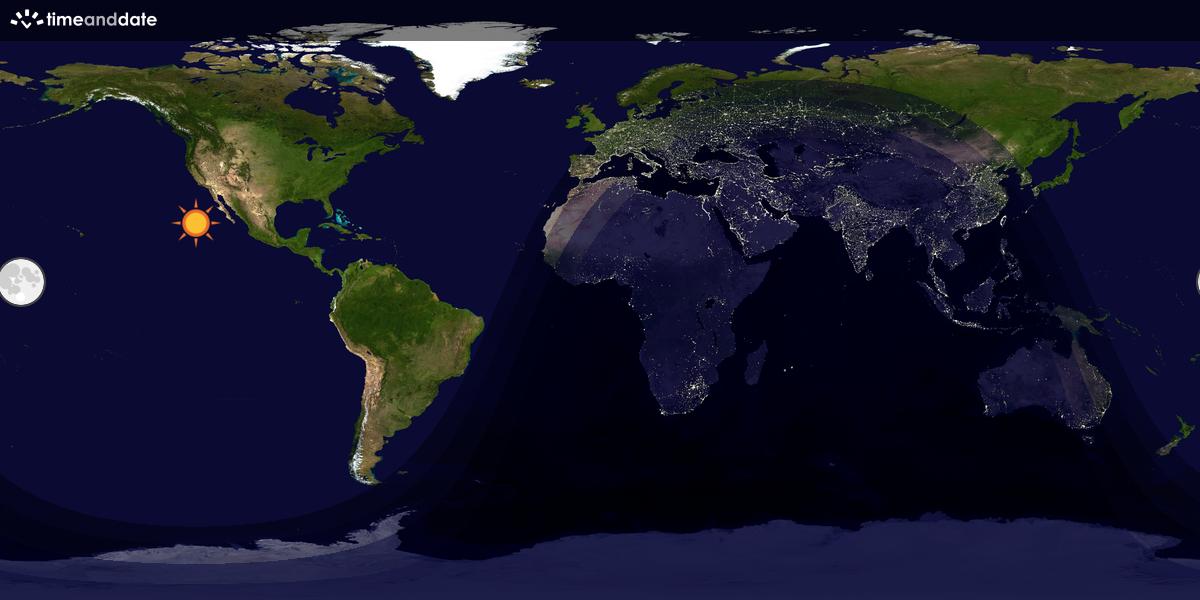 Verdenskart som viser dag og natt 