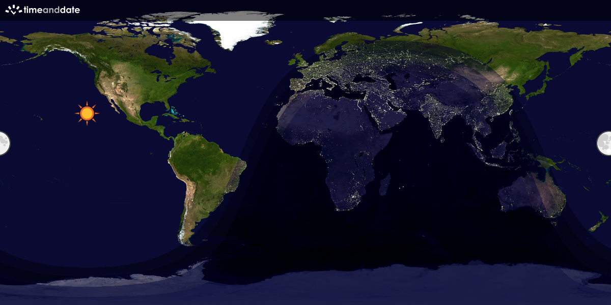 Verdenskart som viser dag og natt 
