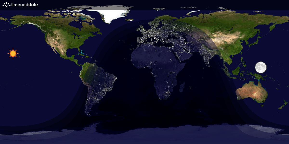 Verdenskart som viser dag og natt 