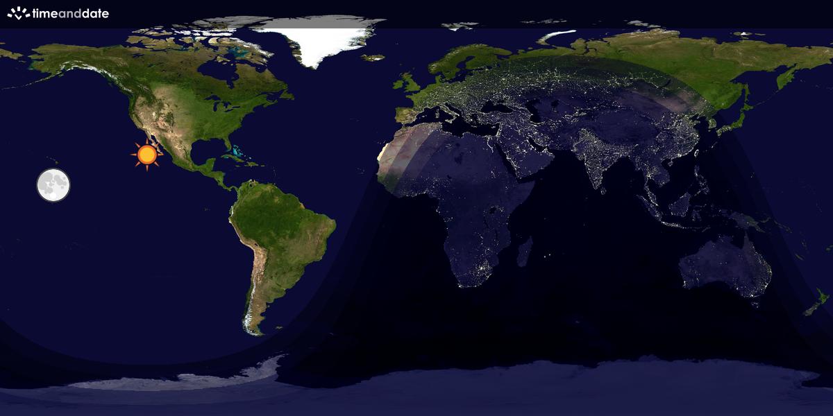 Verdenskart som viser dag og natt 