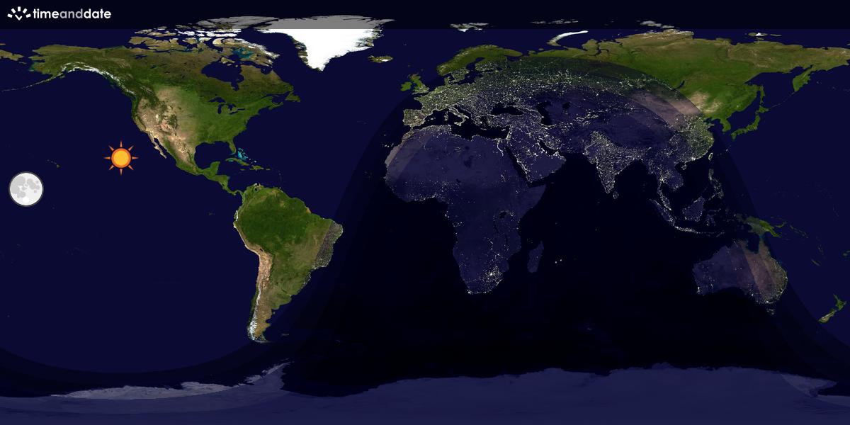 Verdenskart som viser dag og natt 