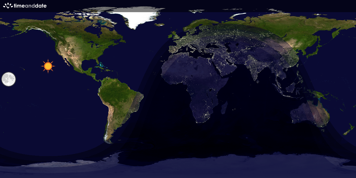 Verdenskart som viser dag og natt 