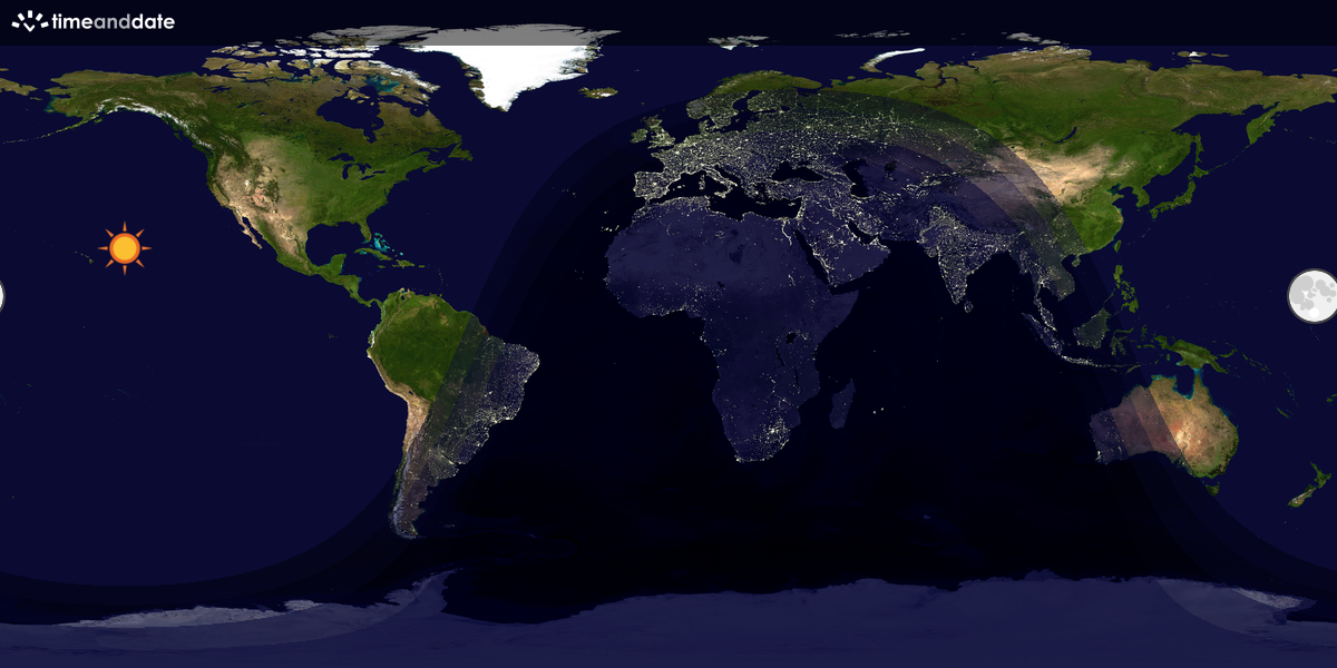 Verdenskart som viser dag og natt 