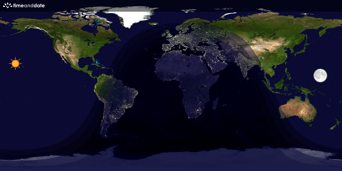 Verdenskart som viser dag og natt 