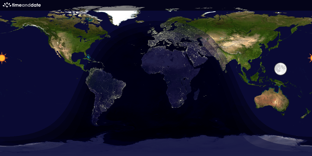 Verdenskart som viser dag og natt 