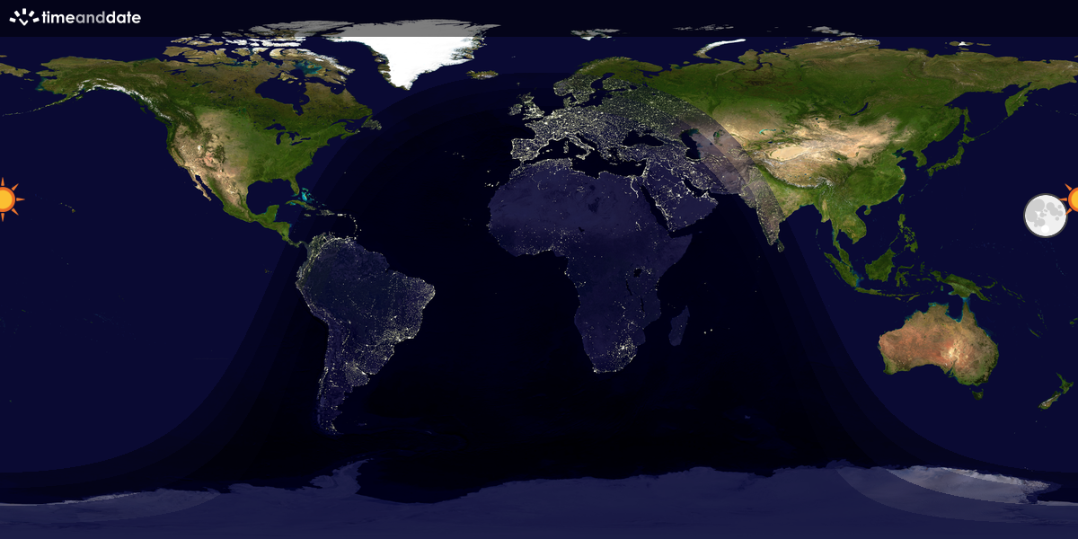 Verdenskart som viser dag og natt 