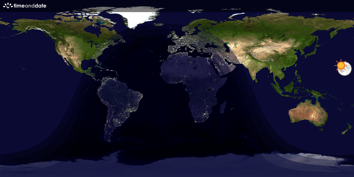 Verdenskart som viser dag og natt 