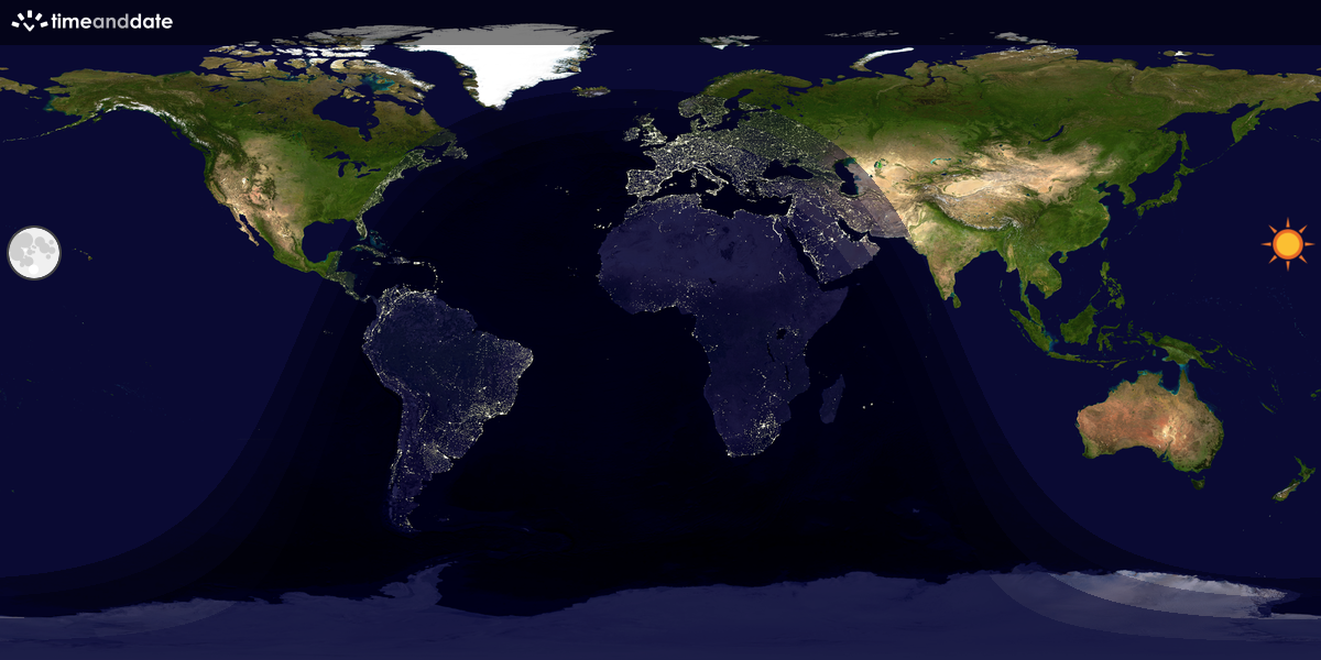 Verdenskart som viser dag og natt 