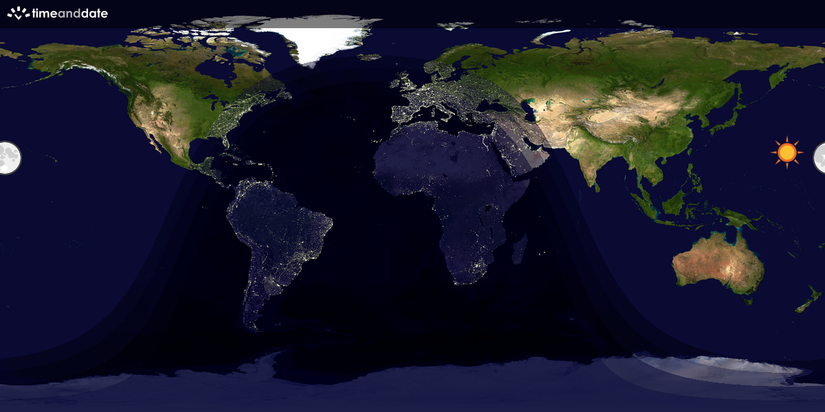 Verdenskart som viser dag og natt 