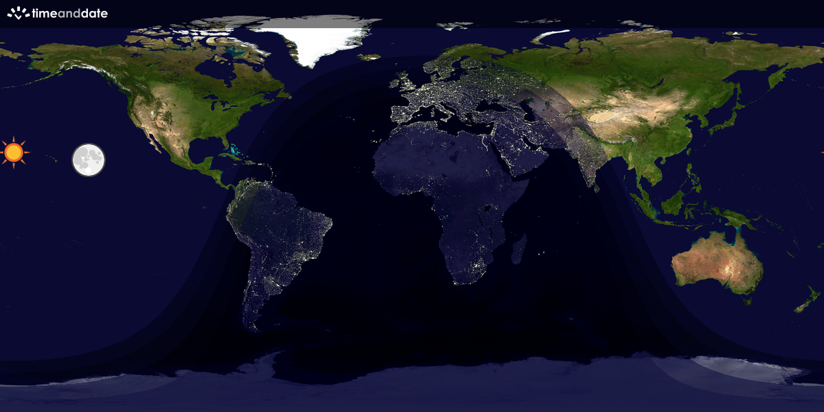 Verdenskart som viser dag og natt 