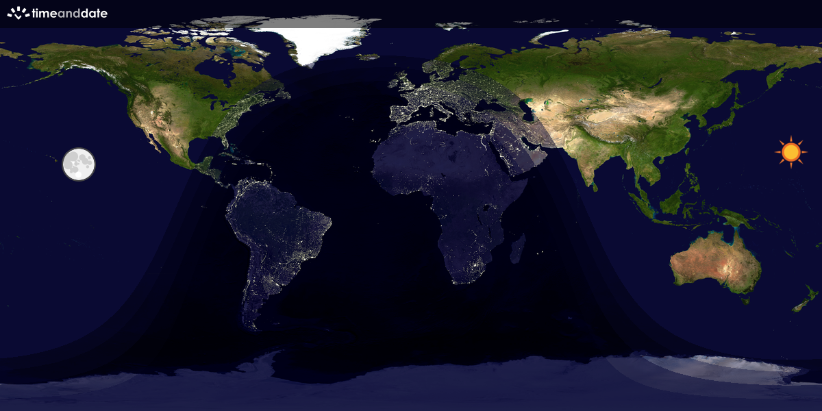 Verdenskart som viser dag og natt 