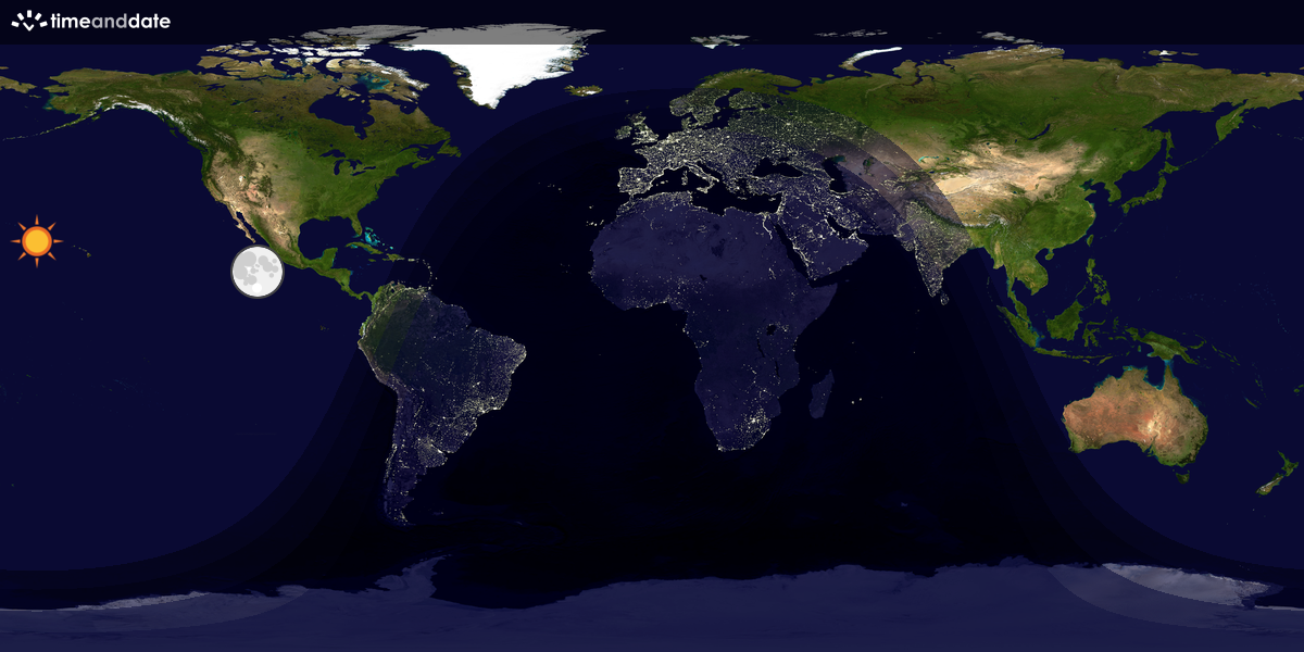 Verdenskart som viser dag og natt 