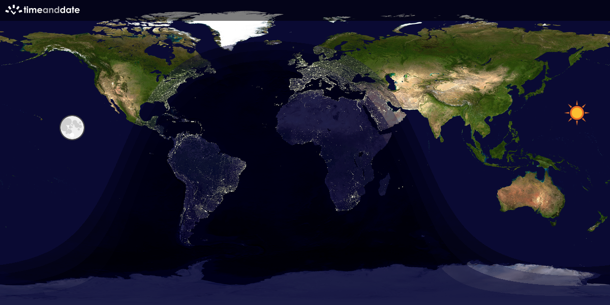 Verdenskart som viser dag og natt 