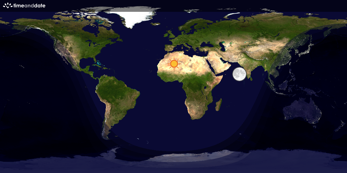 Verdenskart som viser dag og natt 
