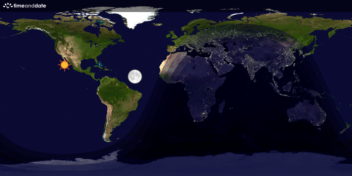 Verdenskart som viser dag og natt 