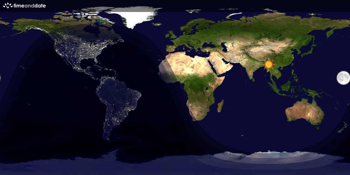 Verdenskart som viser dag og natt 