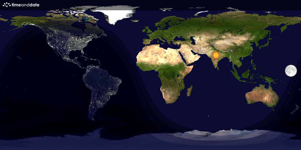 Verdenskart som viser dag og natt 