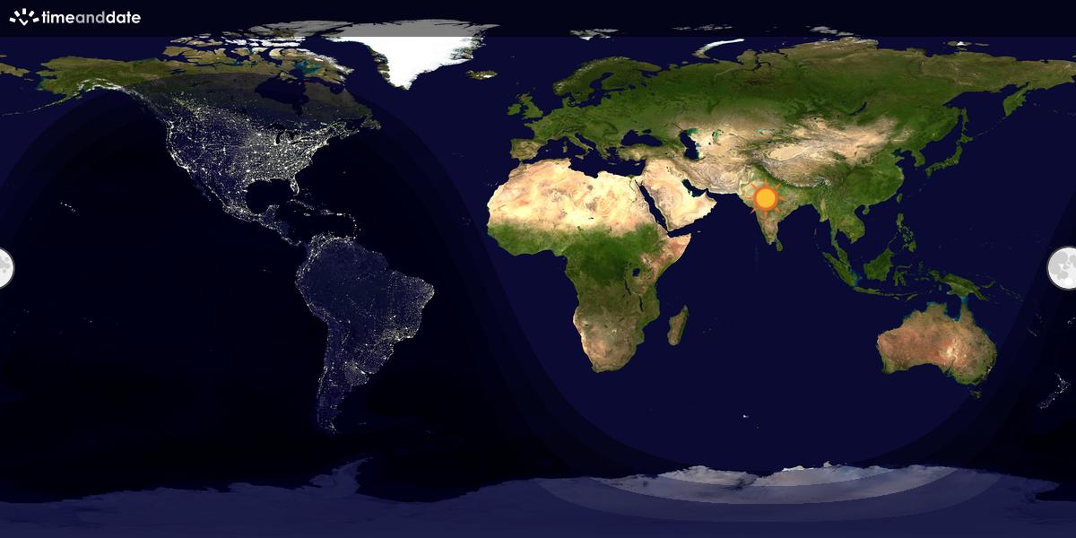 Verdenskart som viser dag og natt 
