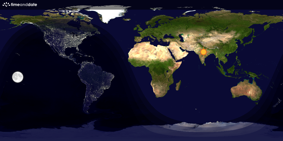 Verdenskart som viser dag og natt 