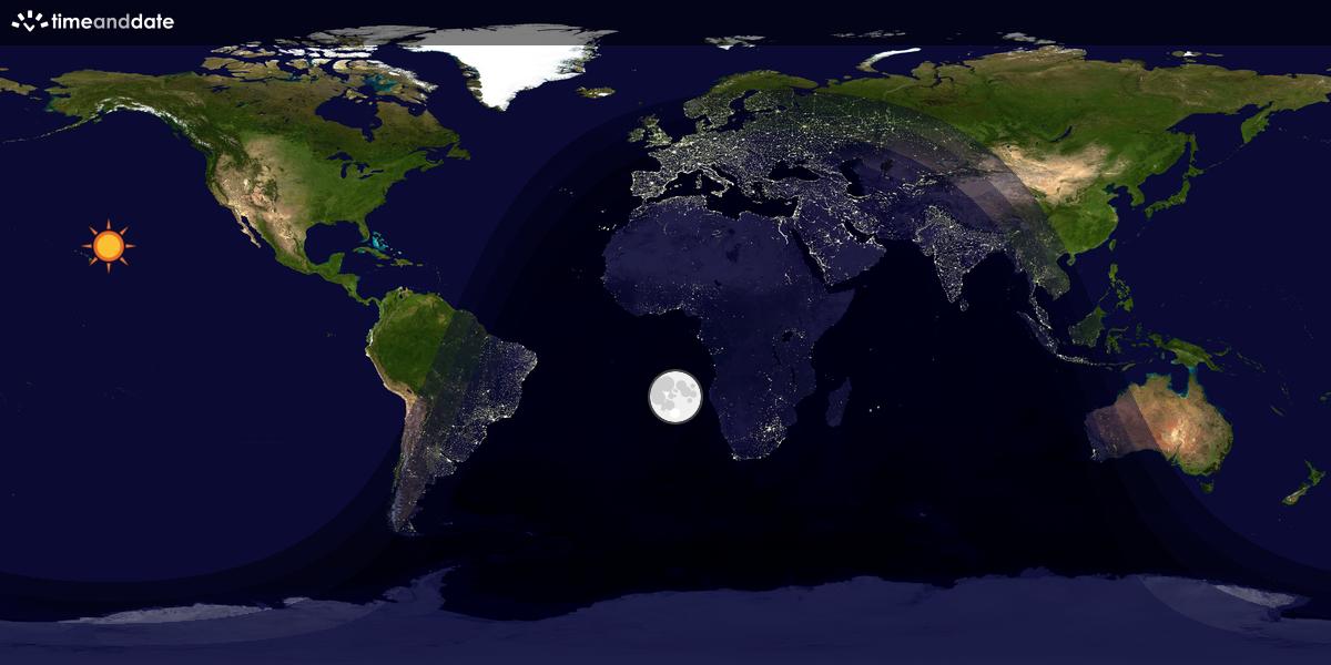 Verdenskart som viser dag og natt 