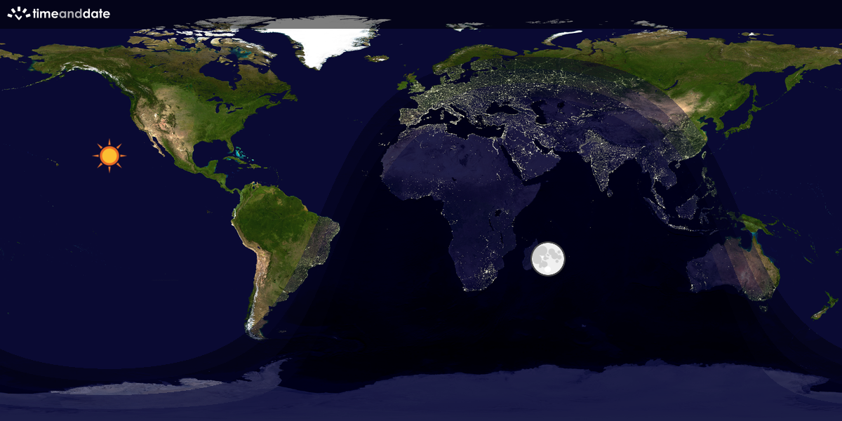 Verdenskart som viser dag og natt 
