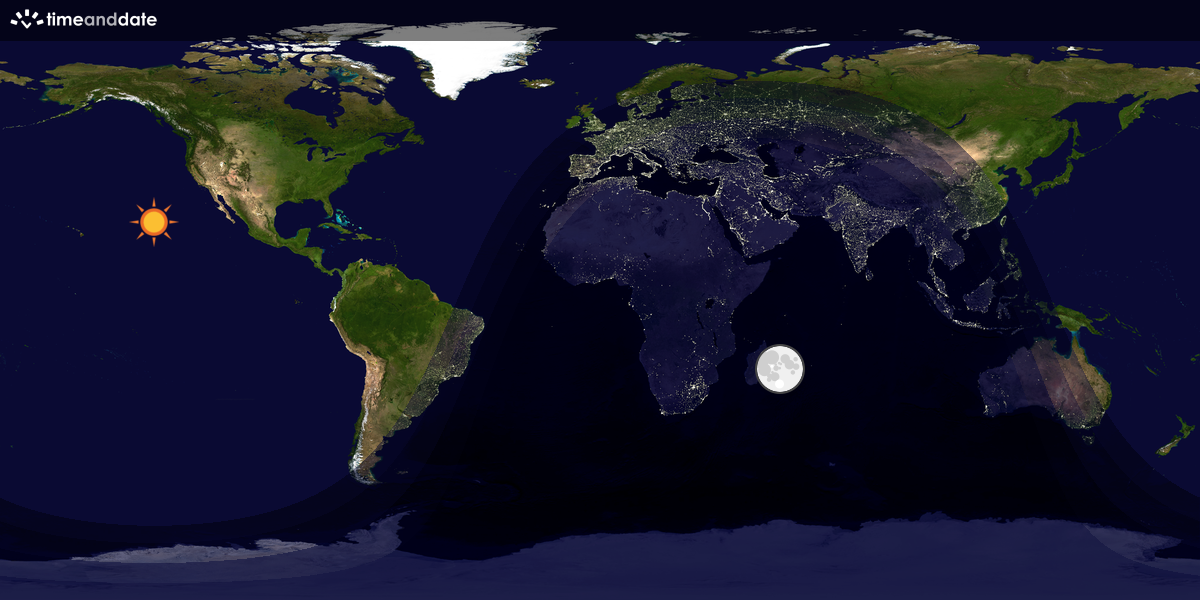 Verdenskart som viser dag og natt 
