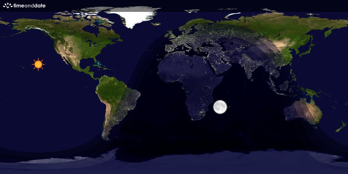 Verdenskart som viser dag og natt 