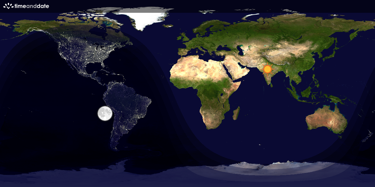 Verdenskart som viser dag og natt 