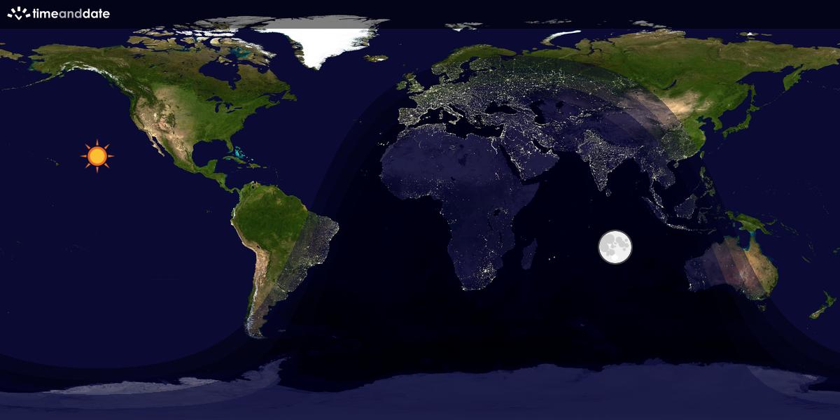 Verdenskart som viser dag og natt 