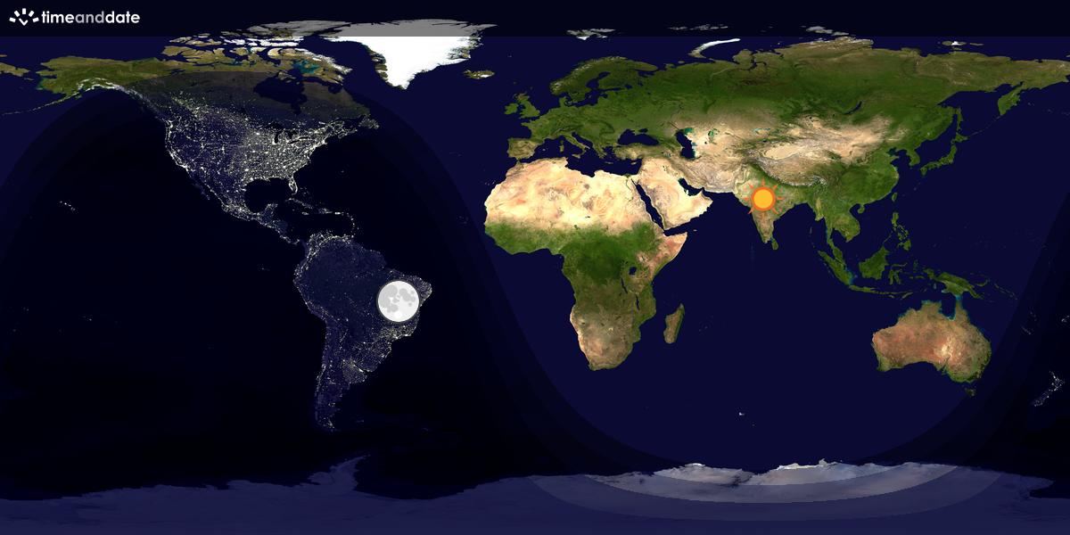 Verdenskart som viser dag og natt 