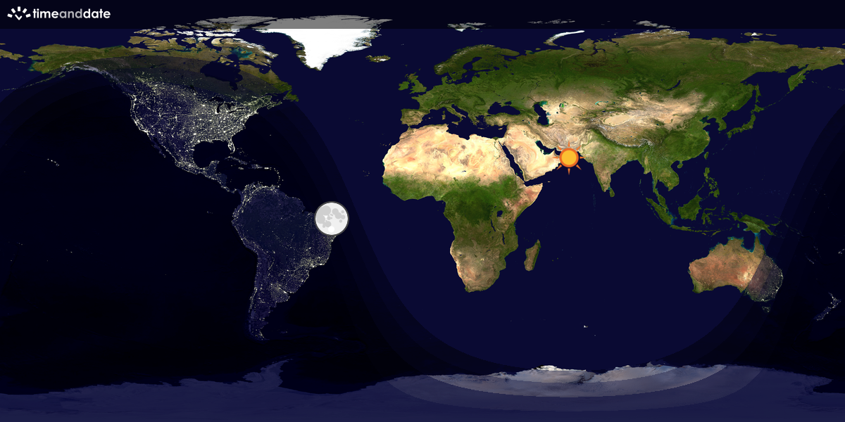 Verdenskart som viser dag og natt 