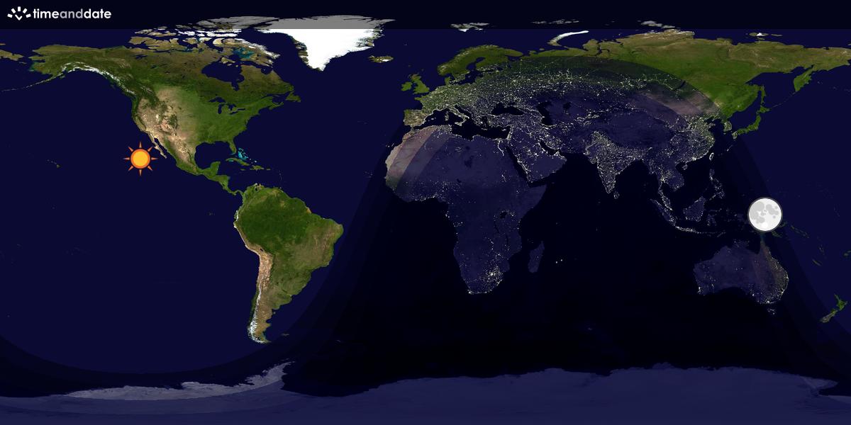 Verdenskart som viser dag og natt 