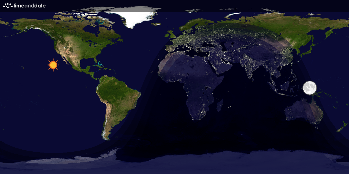 Verdenskart som viser dag og natt 