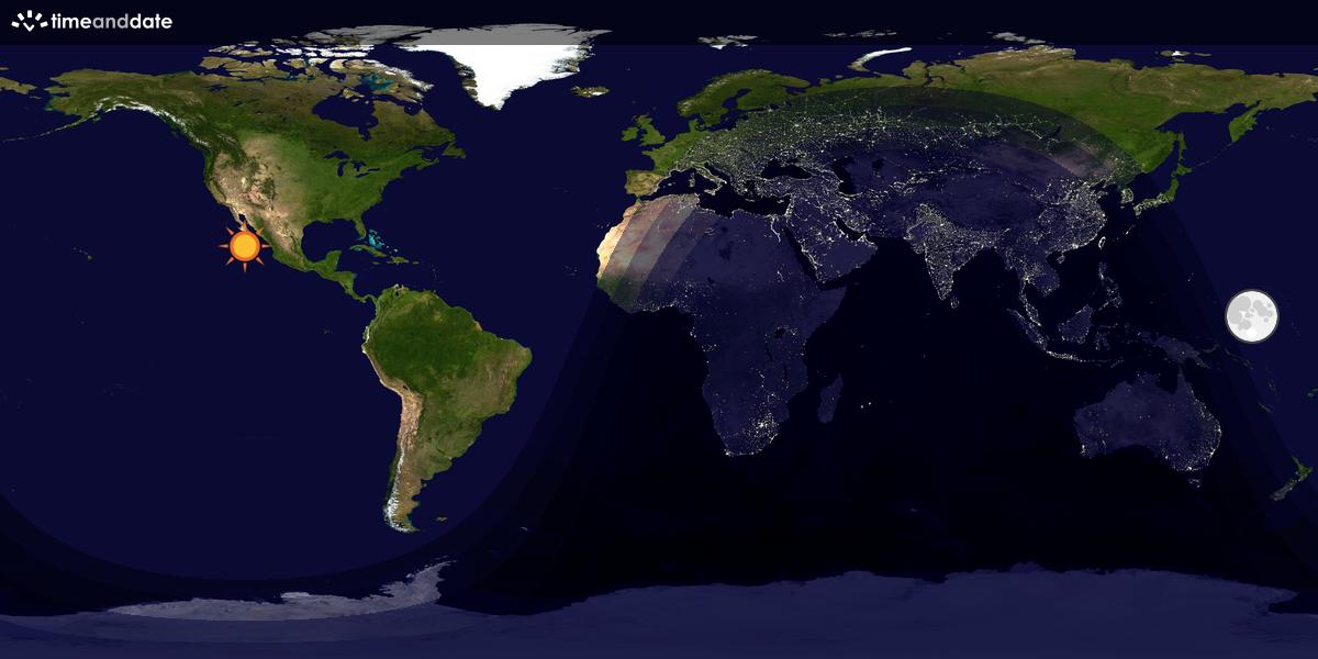 Verdenskart som viser dag og natt 