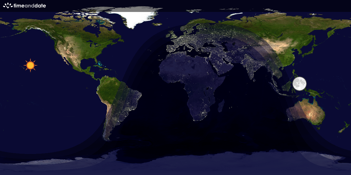 Verdenskart som viser dag og natt 