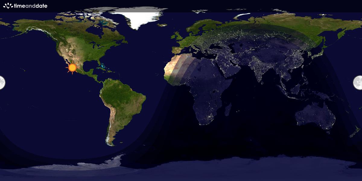 Verdenskart som viser dag og natt 
