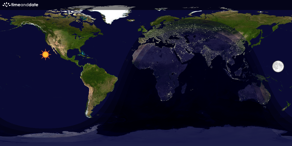 Verdenskart som viser dag og natt 