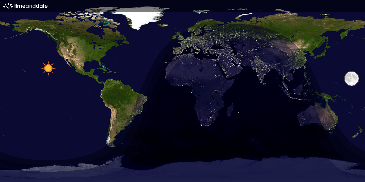 Verdenskart som viser dag og natt 