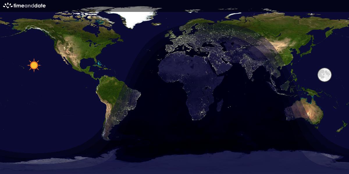 Verdenskart som viser dag og natt 