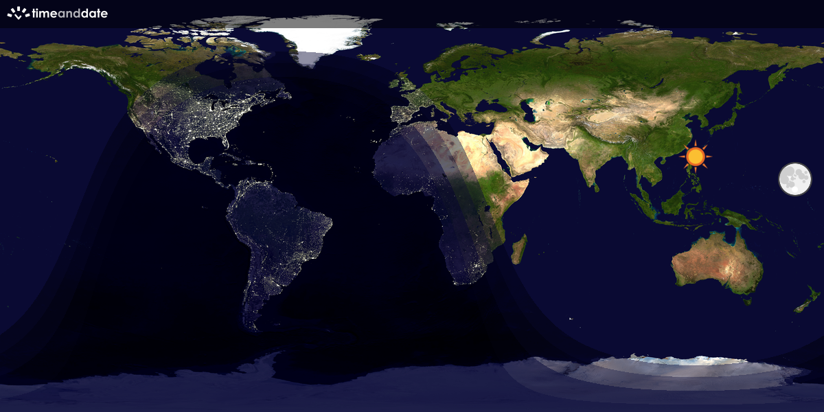Verdenskart som viser dag og natt 