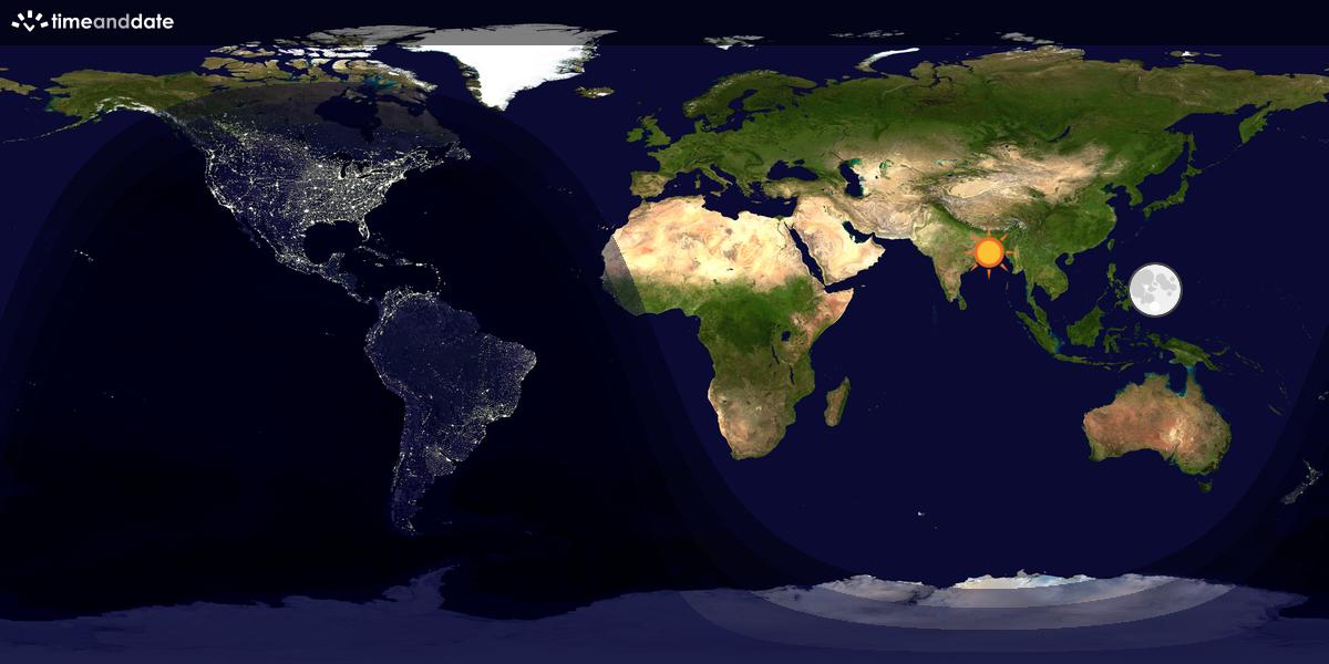 Verdenskart som viser dag og natt 