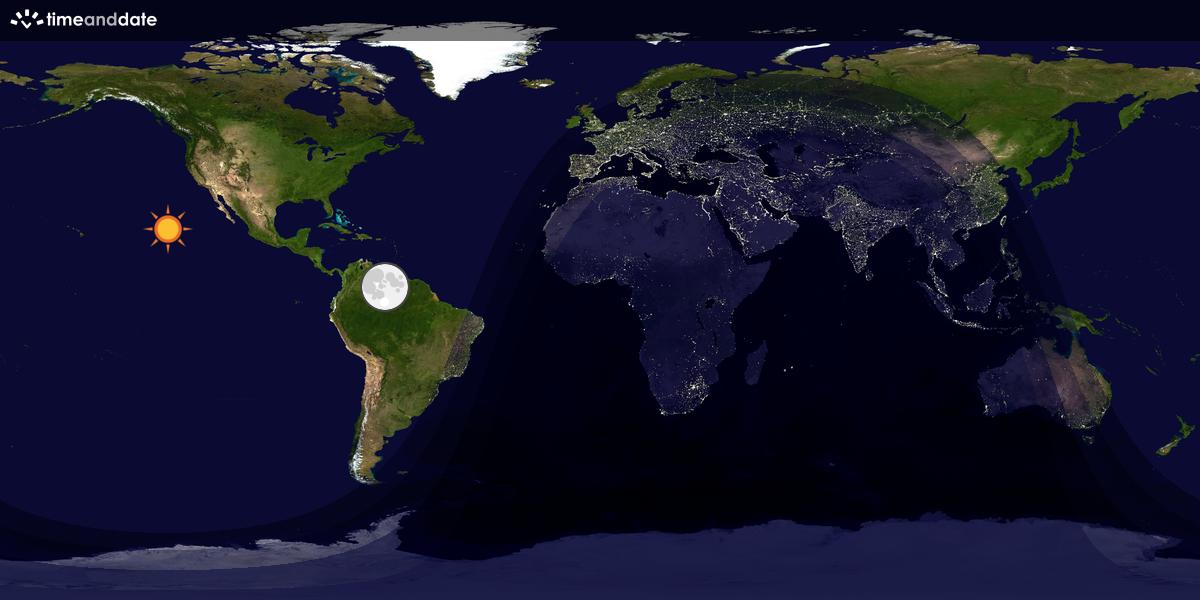 Verdenskart som viser dag og natt 