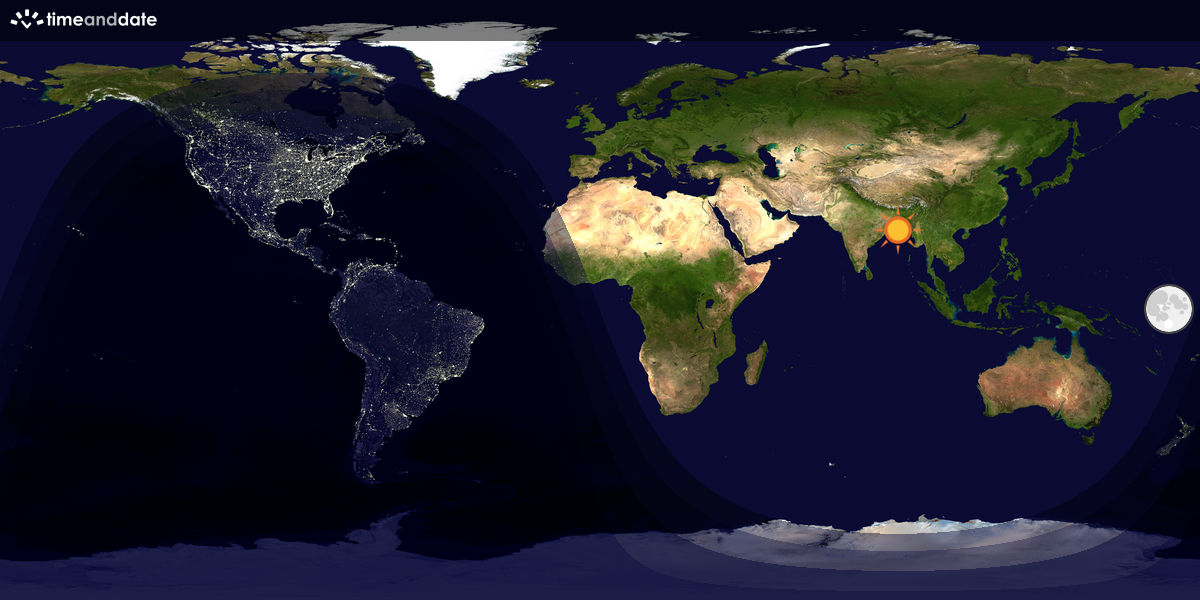 Verdenskart som viser dag og natt 