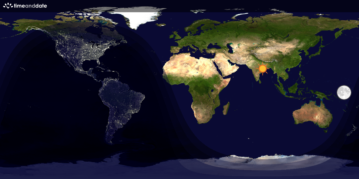 Verdenskart som viser dag og natt 