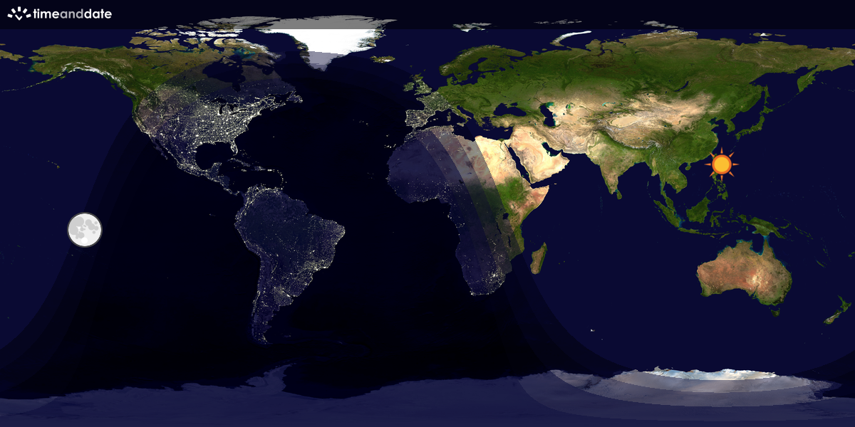 Verdenskart som viser dag og natt 
