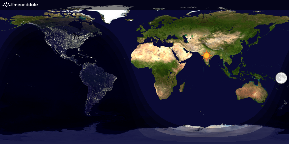 Verdenskart som viser dag og natt 